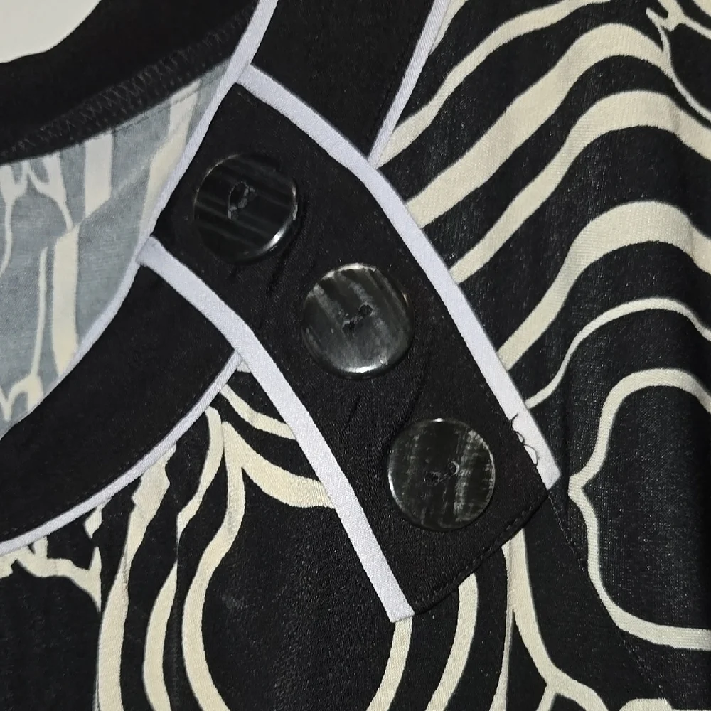 Enfocus Studio Black and White Patterned Dress - Picture 3 of 5